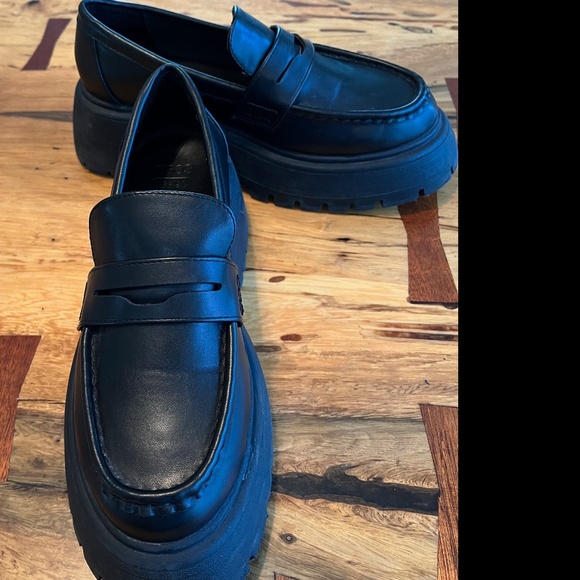 Women's/Teens Black Platform Punk Loafers Shoes US8 Excellent - Picture 4 of 7